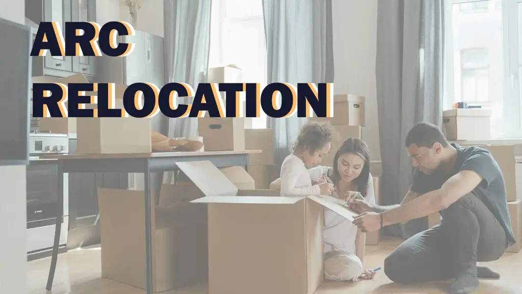 ARC Relocation — a family unpacking cardboard boxes in an empty room