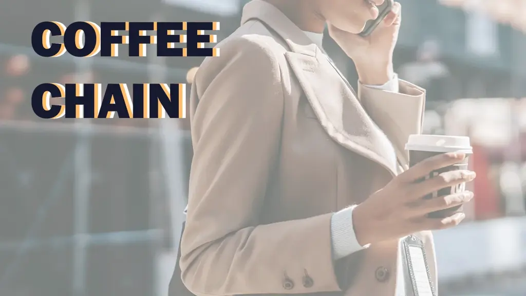 Coffee Chain — a woman in a blazer holding a takeaway coffee cup while talking on the phone