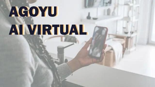 Agoyu AI Virtual — a woman holding up a phone to scan the room in front of her